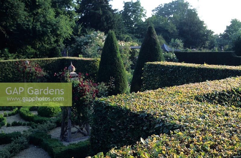 Hedges surrounding formal garden