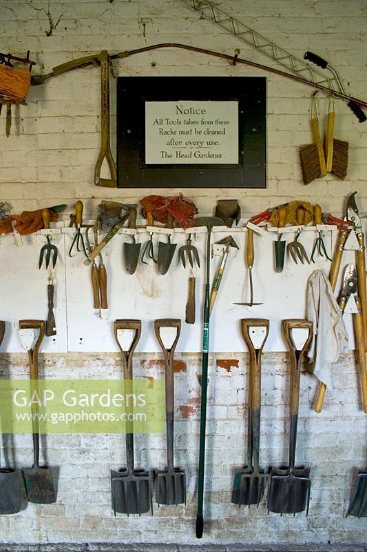 Tools in the potting shed at Audley End