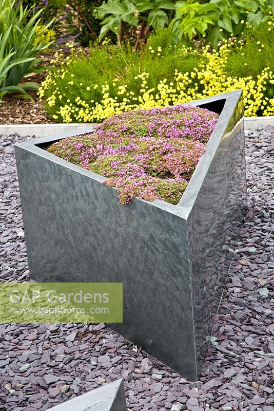 Contemporary triangular metal planter 