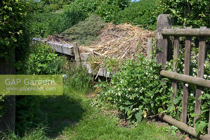 Compost heap at Bluebell Cottage Gardens, Cheshire