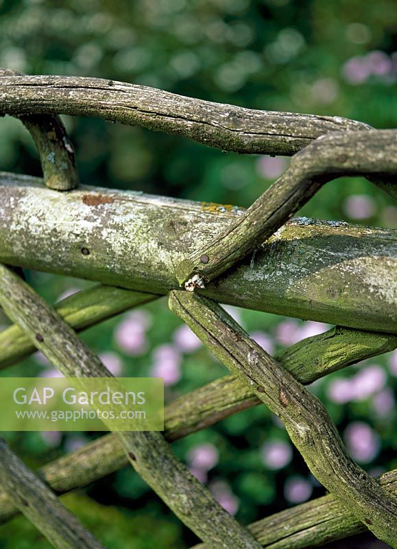 Detail of rustic wooden gate - Lawkland Hall, Yorkshire