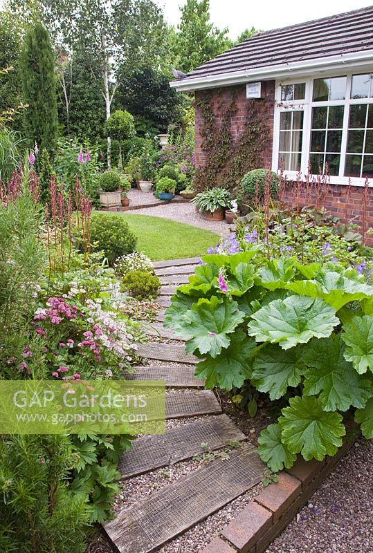 Back garden in pretty secluded suburban garden - High Trees, NGS, Longton, Stoke-on-Trent, Staffordshire