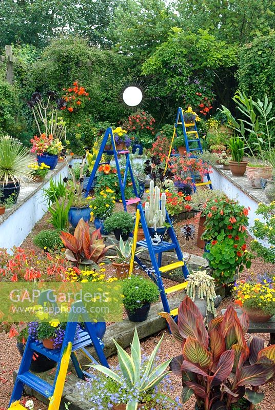 The Summer dry pot garden influenced by Kandinsky's painting 'Improvisation Gorge' of 1914