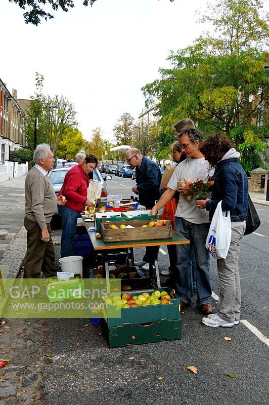 Locally grown apples for sale in a Hackney Street London England UK