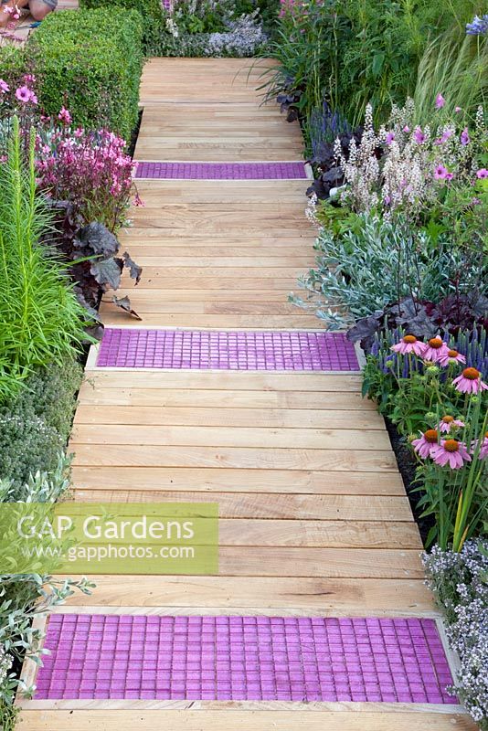 Decked path with pink tiles - 'A Matter of Urgency', Silver Gilt medal winner - RHS Hampton Court Flower Show 2010 