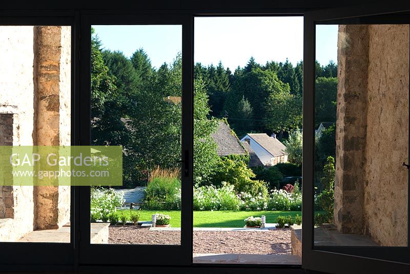 View to garden from inside barn - Croesllanfronfro Farm, Rogerstone, Newport, South Wales