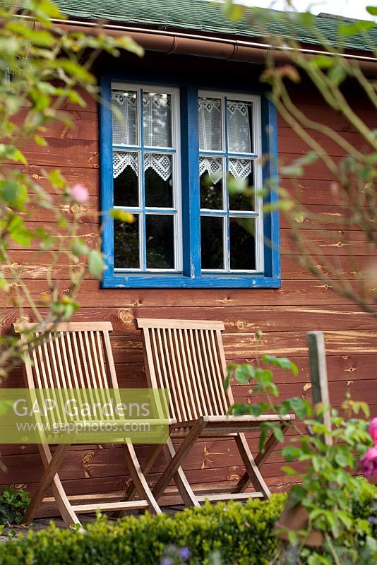 Seats at the summerhouse, Garden Hackl, Mistelbach Austria