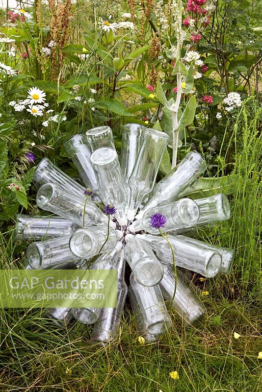 Sculpture made from beer bottles - 'The Badger Beer Garden' - Silver Gilt medal winner - RHS Hampton Court Flower Show 2012 