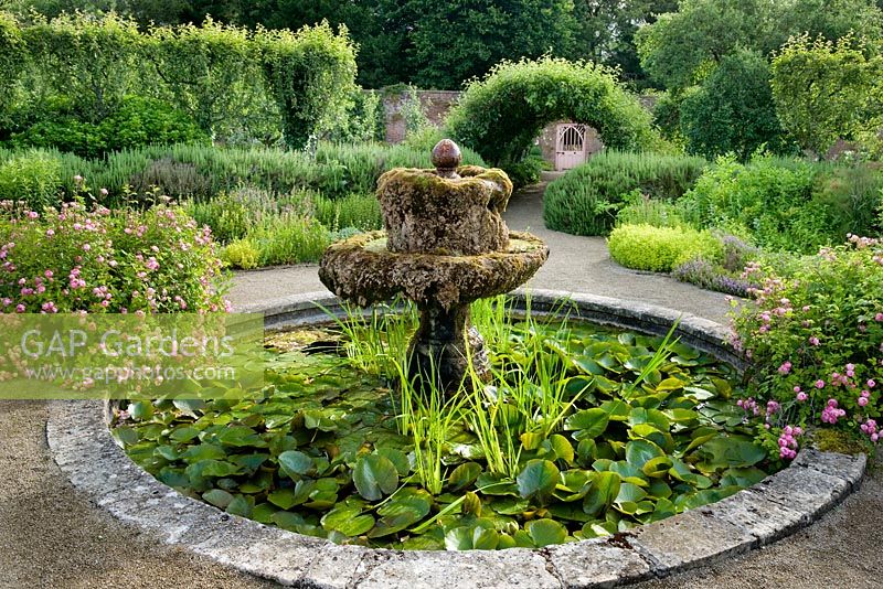 The Walled Garden and water fountain, Highgrove Garden, June 2008.