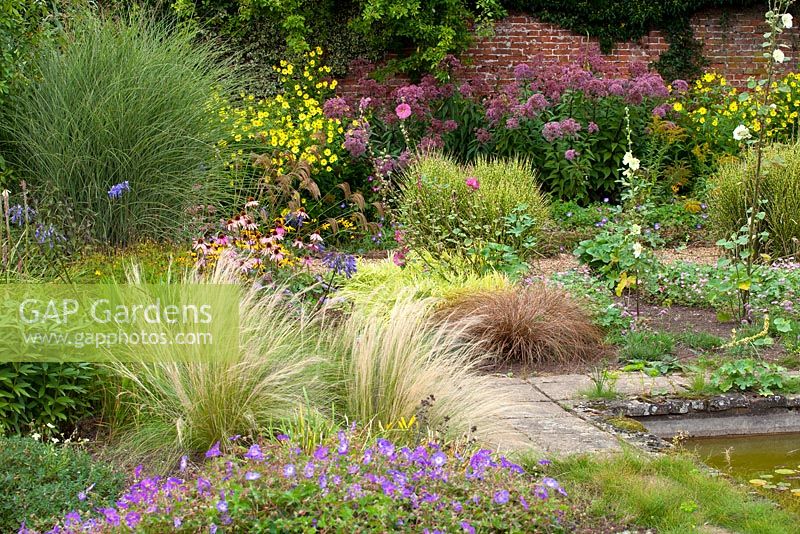 Late summer borders at Bressingham Gardens, Norfolk, UK