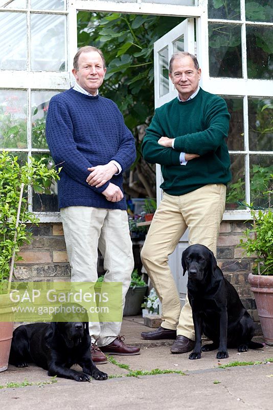 Ian Salter and Gordon Alexander and dogs at Wretham Lodge, Norfolk
