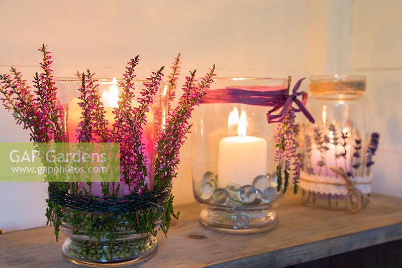 Glass candles with Heather and Lavender
