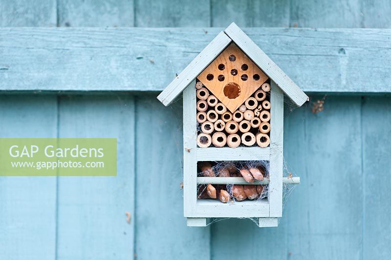 Insect bug box or hotel for overwintering bugs