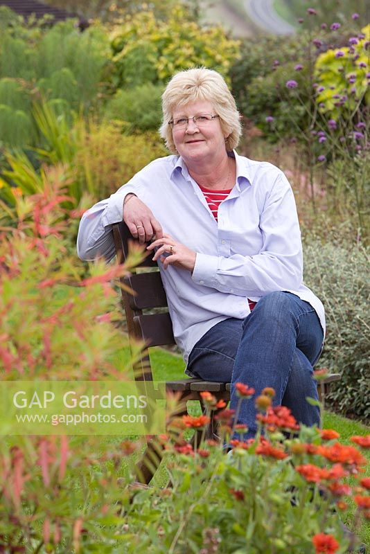 Garden owner Helen Boothman. September, Autumn 2014.