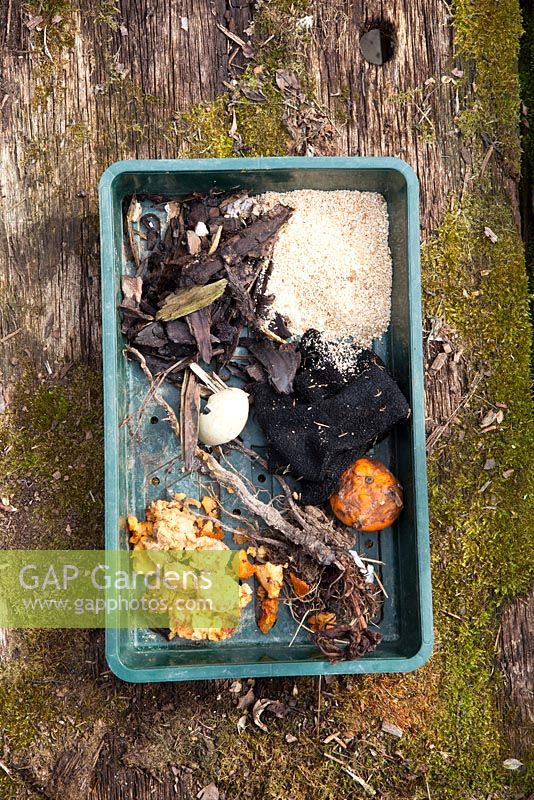 Showing material not suitable for adding to a compost heap