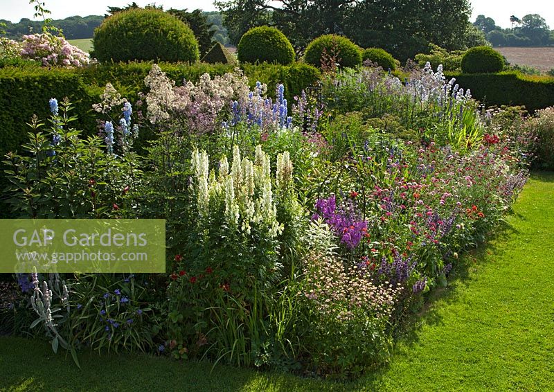 Colourful flower borders at Felley Priory, Nottinghamshire