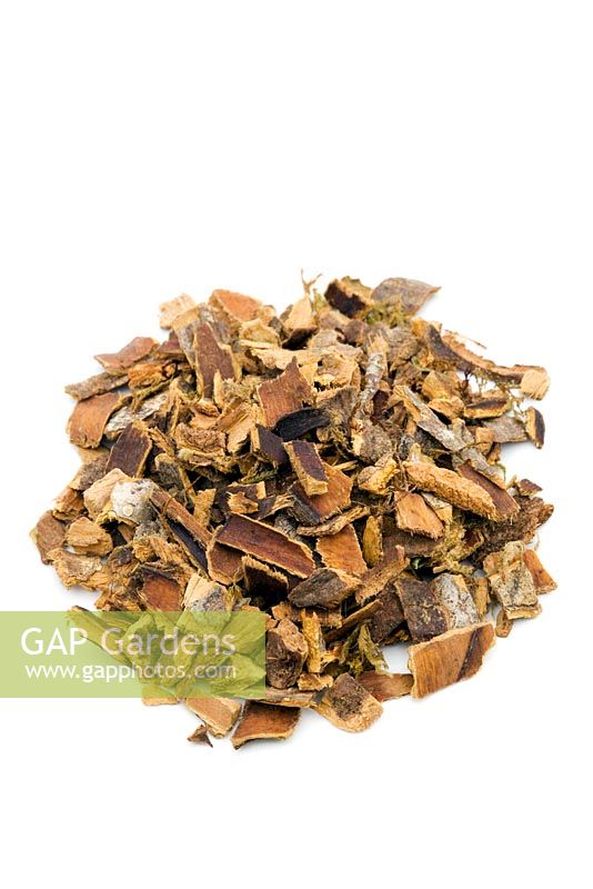 Chopped pieces of Cascara bark - Rhamnus purshiana,for use in herbal medicine