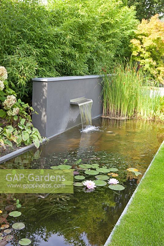 Water feature combined with pond