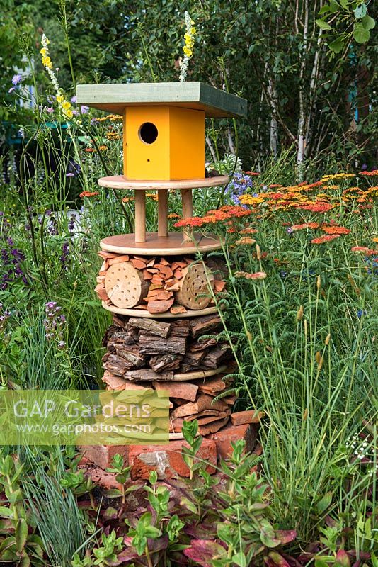 Insect house and bird box. RHS Community Street. RHS Hampton Court Flower Show, 2015. 