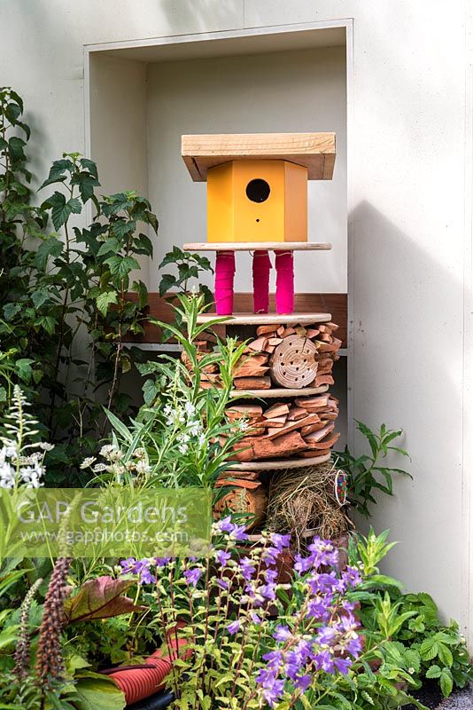 Insect house and bird box.  RHS Community Street. 