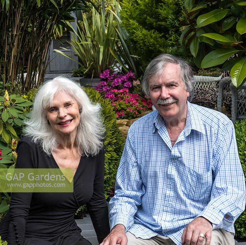 Will and Liz Wells in the 25m x 3.7m contemporary garden that they have created during the last 4 years.