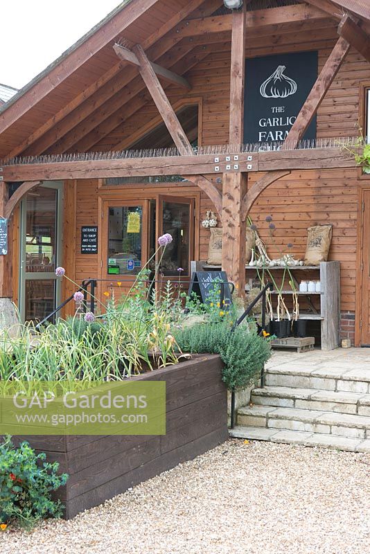 The Garlic Farm. Isle of Wight. Entrance of the restaurant