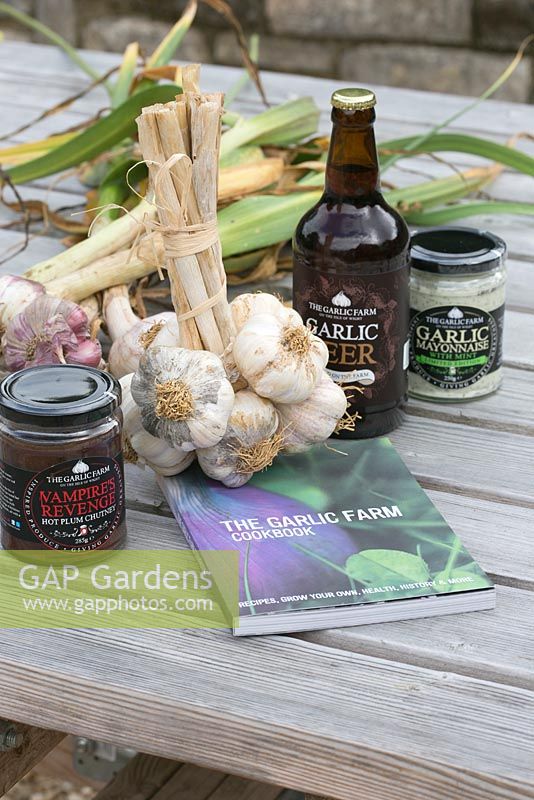Products of the farm. The Garlic Farm. Isle of Wight. 