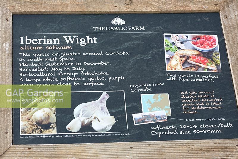 Iberian Wight - information sign. The Garlic Farm. Isle of Wight. 