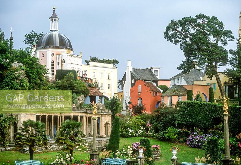 View of Portmeirion village. Central Plaza