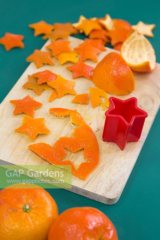 A batch of orange stars created from orange peel
