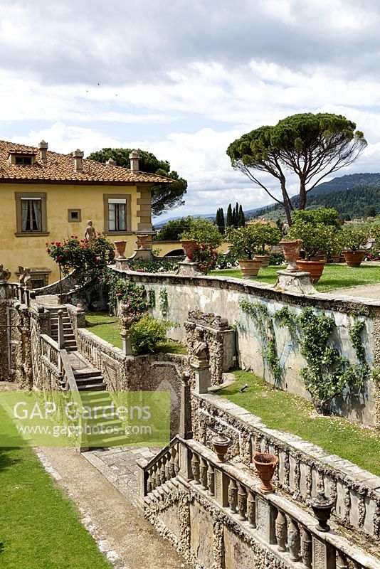 Villa Gamberaia, Settignano, Florence, Tuscany, Italy. The Grotto Garden, part of the Formal Italianate garden