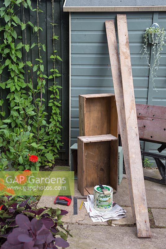 Materials required for creating an upcycled vertical planter