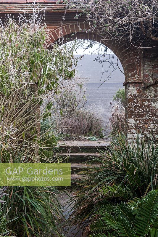 Brock Arch in The Walled Garden at Great Dixter in Winter