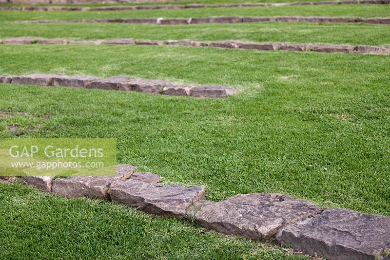 A sloping lawn with inset stone steps - September, South Africa