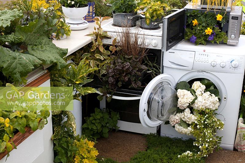 Washing Machine planter in the Recycled and reused garden BBC Gardeners World Live 2015