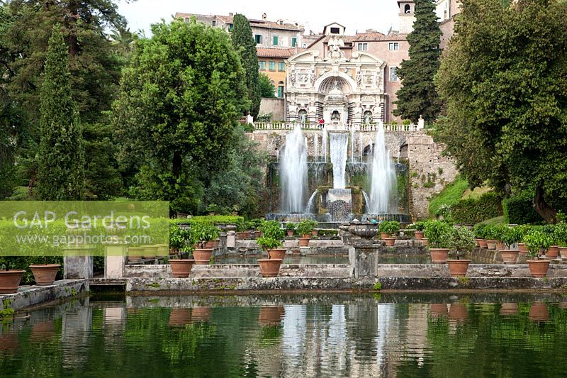 Peschiere, Fontana di Nettuno and Fontana dell'organo. Villa d'Este. Tivoli. Rome. Italy