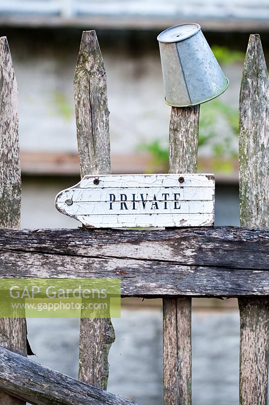 Private sign on a fence.