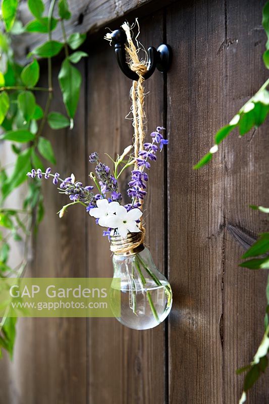 Home made hanging vase made from a lightbulb