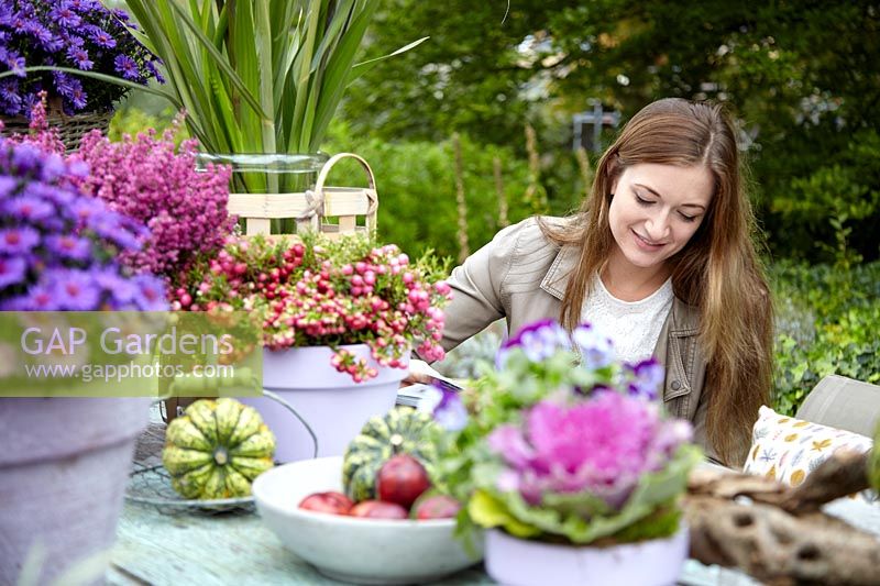 Lady at garden table