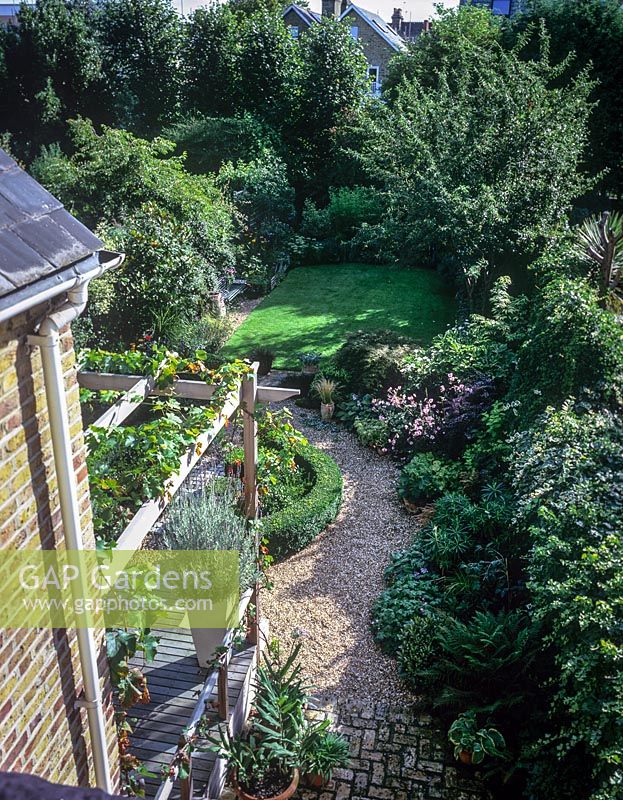 Sequence from an overhead fixed position showing the progression of sunlight and shade as it moves around the garden during the day. Position 1
