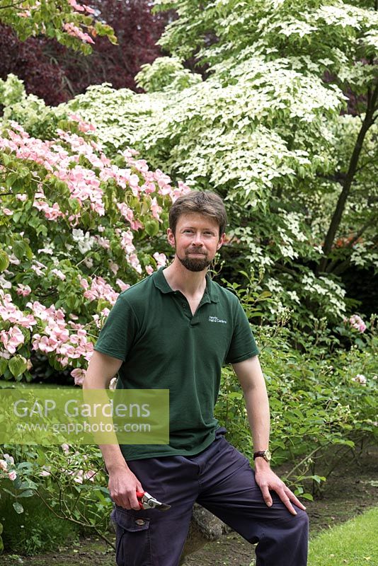 Edward Round, a member of the Newby Hall gardening team, who cares for the Cornus collection.