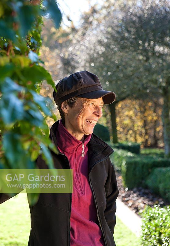 Head gardener, Yvonne Cannon, in the garden at Hoker Hall