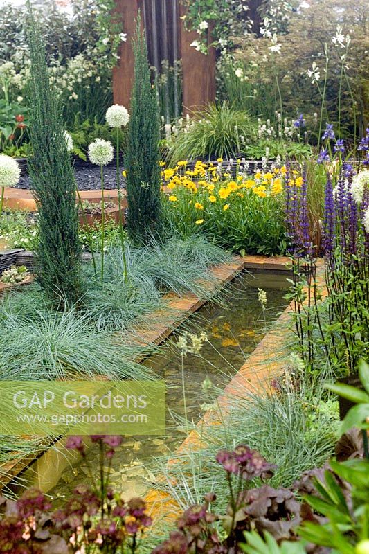 Rill with planting Hosta Vista Design by Binny Plants Landmarkers Andrea Geile Gold Medal Gardening Scotland 2007