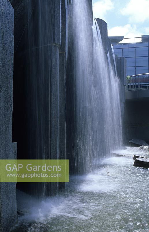 San Francisco California Public garden with high waterfall