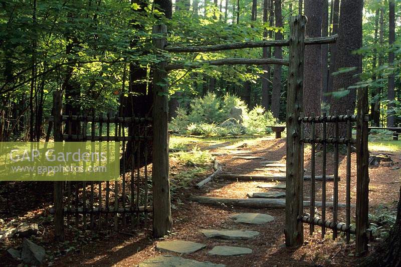 Mount Tremper Monastery New York Design Stephen Morrel bamboo entrance to Japanese garden The Zen woodland garden with stones mo