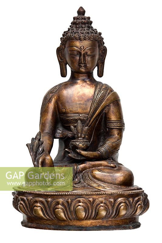 Antique bronze cast Indian Hindu lotus seat seated meditation statue Buddha bhumisparsa mudra earth witnessing posture cutout