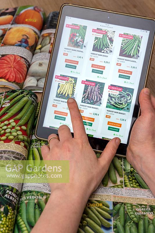 Ordering vegetable seeds on a digital tablet