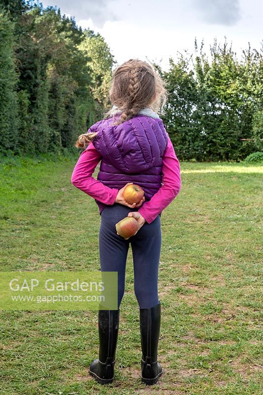 Little girl in an orchard