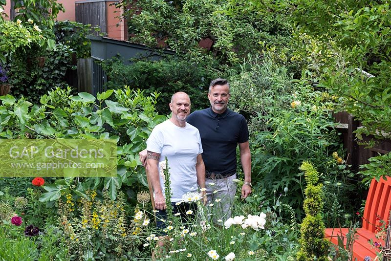 Mark Simmons and David Waddock in London garden