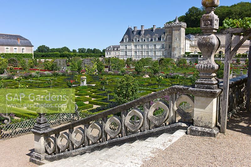 Overlooking The Potager Garden at Chateau de Villandry, Loire Valley, France